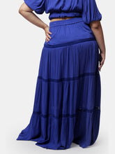 Load image into Gallery viewer, Mazarine Blue Aisha Tiered Maxi Skirt