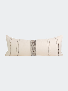 Bogota Lumbar Pillow Large - Ivory With Grey Stripes