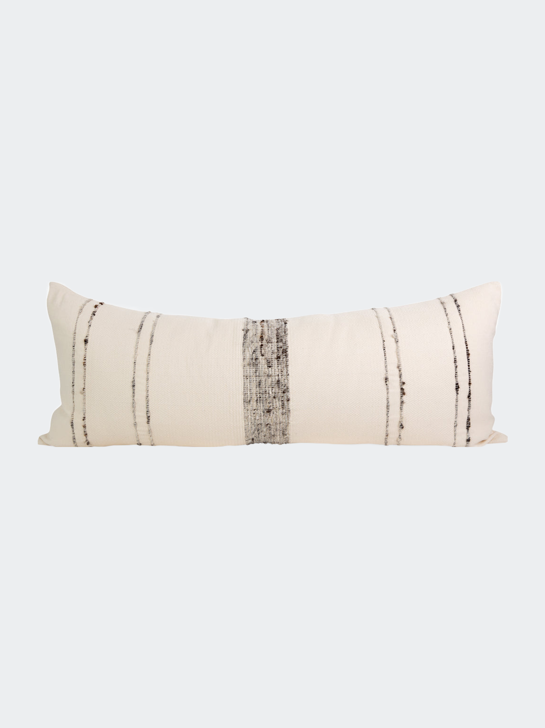 Bogota Lumbar Pillow Large - Ivory With Grey Stripes