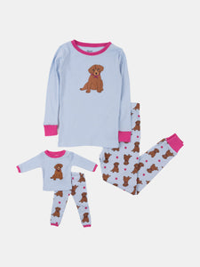 Matching Girl and Doll Cotton Puppy Pajamas