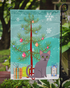 11 x 15 1/2 in. Polyester Korat Cat Merry Christmas Tree Garden Flag 2-Sided 2-Ply