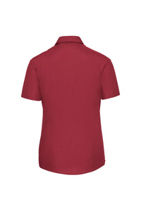 Russell Collection Ladies/Womens Short Sleeve Poly-Cotton Easy Care Poplin Shirt (Classic Red)