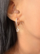 Load image into Gallery viewer, Lucky Star Diamond Hoop Earrings In Sterling Silver