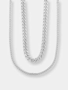 Curb & Herringbone Chain Layered Necklace