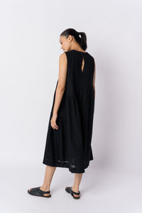 Black Cotton Minimal Dress