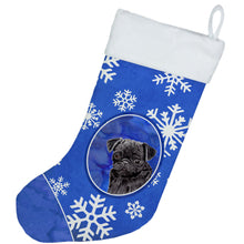 Load image into Gallery viewer, Pug Winter Snowflakes Holiday Christmas Stocking