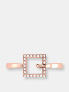 On The Block Square Diamond Ring In Sterling Silver In 14K Rose Gold Vermeil On Sterling Silver