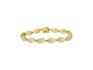 10K Yellow Gold Plated .925 Sterling Silver 1 cttw Prong Set Round-Cut Diamond Link Bracelet