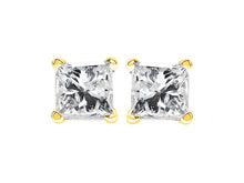 Load image into Gallery viewer, AGS Certified 1/2 Cttw Round Brilliant-Cut Diamond 14K Yellow Gold Classic 4-Prong Solitaire Stud Earrings