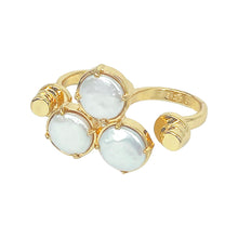 Load image into Gallery viewer, 14k Plated-Gold Nefeli Two Finger Ring With Freshwater Pearl Cabs