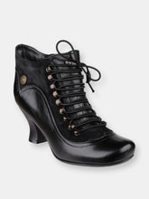 Load image into Gallery viewer, Womens/Ladies Vivianna Leather Lace Up Heeled Boot - Black