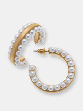 Load image into Gallery viewer, Ashlynn Pearl-Studded Hoop Earrings