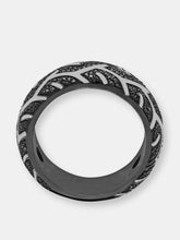 Load image into Gallery viewer, American Muscle Black Rhodium Plated Sterling Silver Tire Tread Black Diamond Band Ring