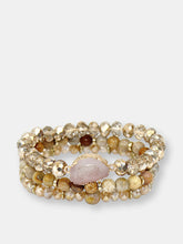 Load image into Gallery viewer, Multi Glass and Gold Beaded Stretch Bracelet with White Druzy