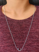 Load image into Gallery viewer, Midnight Crescent Layered Diamond Necklace In Sterling Silver