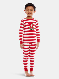 Kids Two Piece Red & White Stripes Santa Pajamas