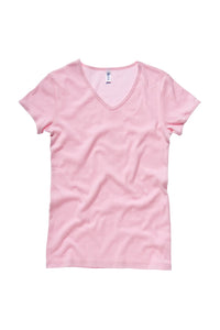 Bella + Canvas Womens/Ladies Baby Rib Short Sleeve V-Neck T-Shirt (Pink)