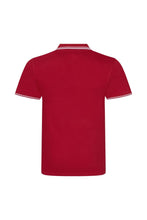 Load image into Gallery viewer, Mens Stretch Tipped Polo Shirt - Red/ White