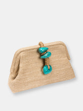 Load image into Gallery viewer, Petra Natural &amp; Turquoise Linen Bag