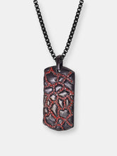 Load image into Gallery viewer, Fiery Ascent Black Rhodium Plated Sterling Silver Textured Tag with Garnets