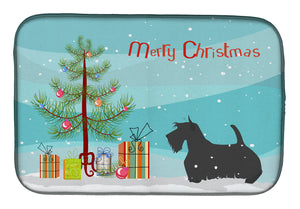 14 in x 21 in Scottish Terrier Merry Christmas Tree Dish Drying Mat