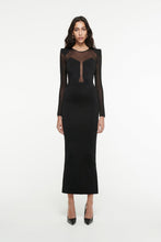 Load image into Gallery viewer, Long Sleeve Sheer Knit Midi Dress