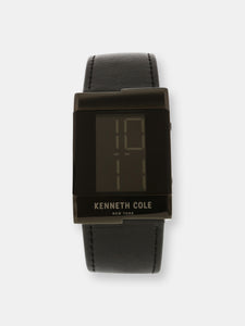 Kenneth Cole Men's Digital KCC0168002 Black Leather Quartz Fashion Watch