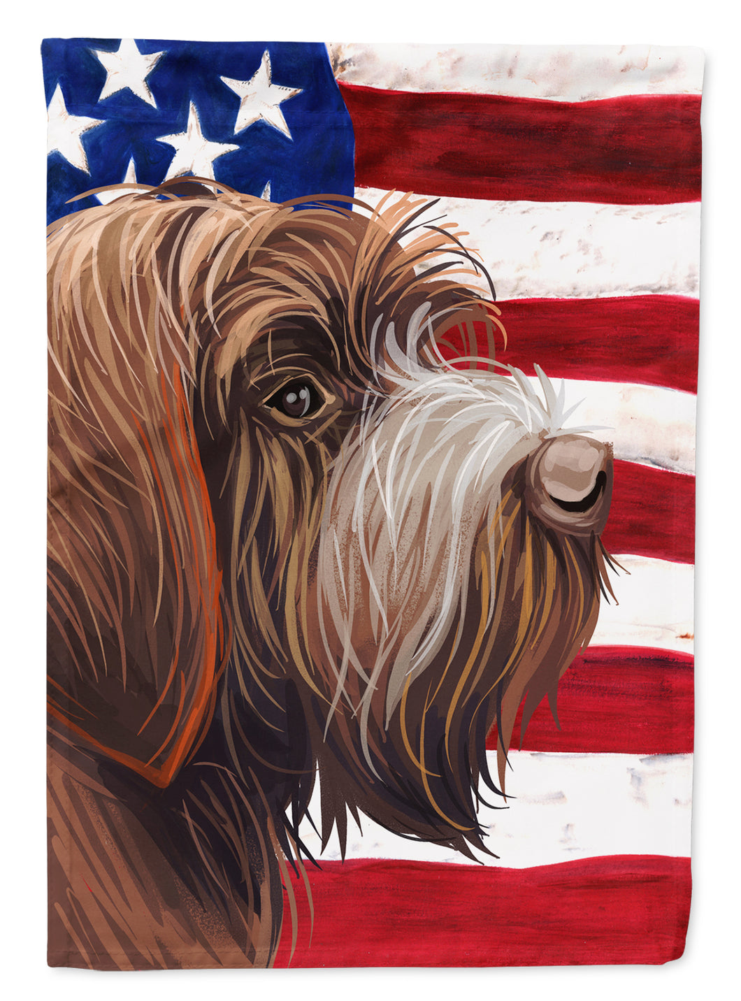 11 x 15 1/2 in. Polyester Wirehaired Pointing Griffon American Flag Garden Flag 2-Sided 2-Ply