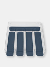 Load image into Gallery viewer, Michael Graves Design Medium 5 Compartment Rubber Lined Plastic Cutlery Tray, Indigo
