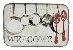 14 in x 21 in Pots and Pans Welcome Dish Drying Mat