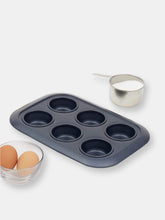 Load image into Gallery viewer, Michael Graves Design Textured Non-Stick 6 Cup Carbon Steel Muffin Pan, Indigo