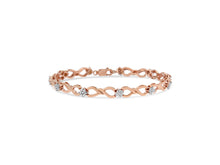 Load image into Gallery viewer, 10k Rose Gold 1/2 Cttw Diamond Cluster And Infinity Weave Link Bracelet