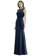 Load image into Gallery viewer, Lace Bodice Open-Back Trumpet Gown with Bow Belt - 2945