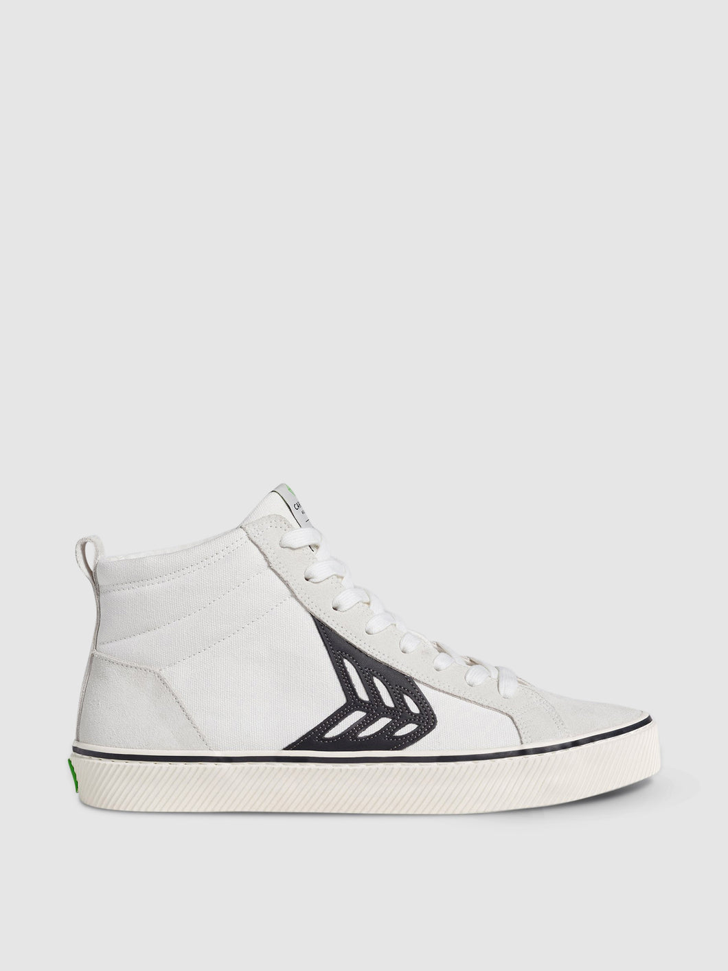 CATIBA High Stripe Off White Suede and Canvas Black Logo Sneaker Women