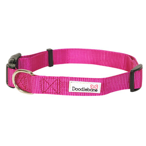 Doodlebone Bold Nylon Dog Collar (Pink) (Medium)