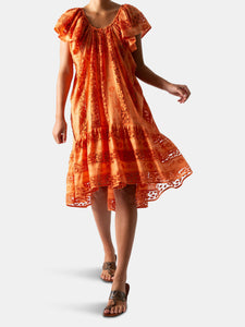 Danica Embroidered Coverup in Sunset Orange