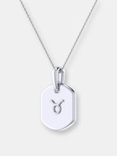 Load image into Gallery viewer, Taurus Bull Emerald &amp; Diamond Constellation Tag Pendant Necklace in Sterling Silver