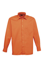Load image into Gallery viewer, Premier Mens Long Sleeve Formal Plain Work Poplin Shirt (Orange)