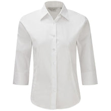 Load image into Gallery viewer, Russell Collection Ladies/Womens 3/4 Sleeve Easy Care Fitted Shirt (White)