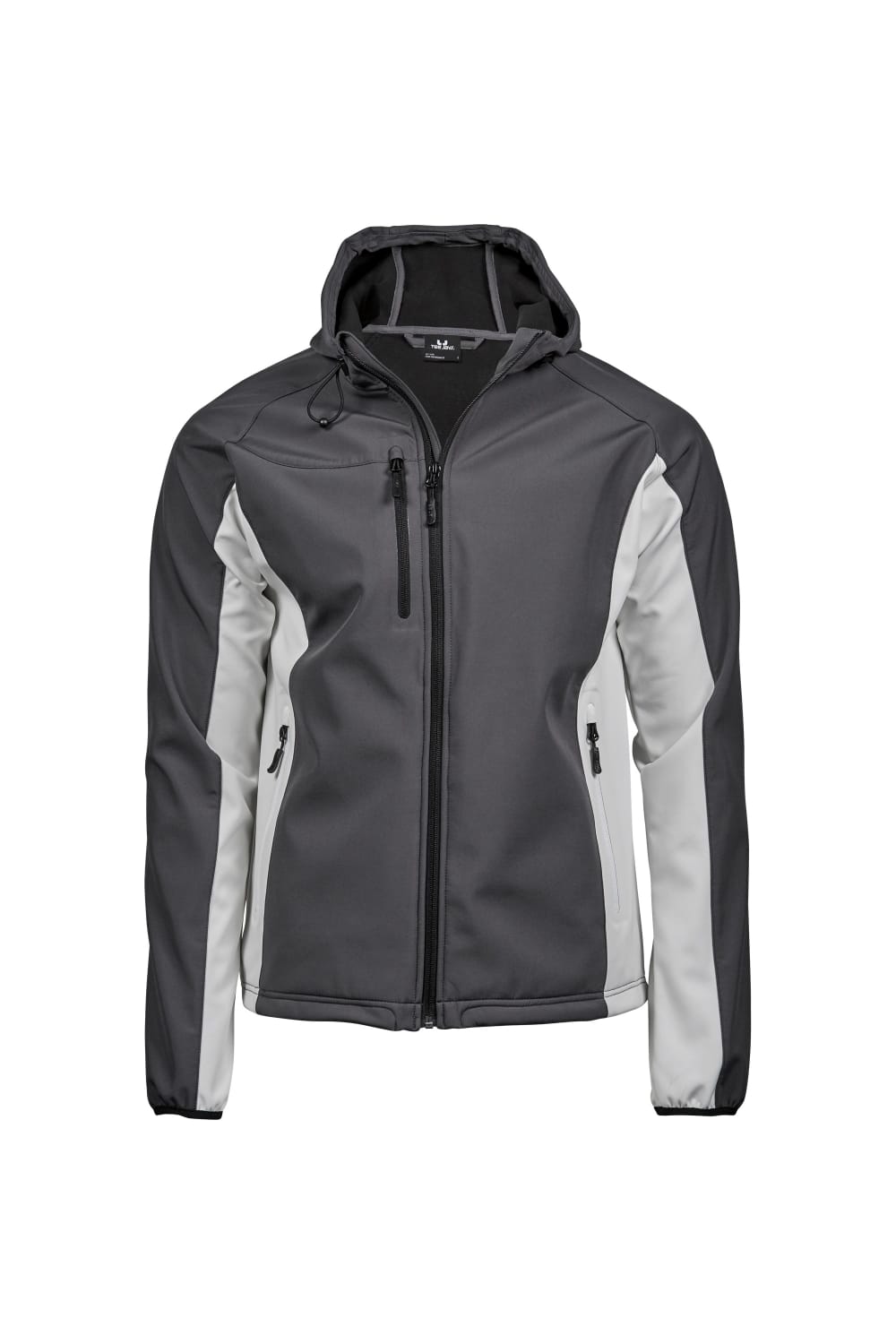 Tee Jays Mens Lightweight Performance Hooded Soft Shell Jacket (Dark Gray/Off White)