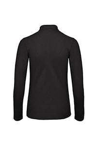 B&C ID.001 Womens/Ladies Long Sleeve Polo (Jet Black)