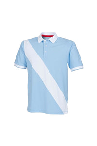Front Row Mens Diagonal Stripe House Slim Fit Polo Shirt (Sky Blue/ White)