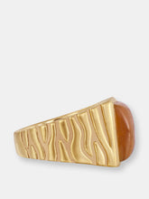 Load image into Gallery viewer, Cracked Agate Stone Signet Ring in Brown Rhodium &amp; 14K Yellow Gold Plated Sterling Silver