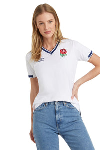 England Rugby Womens/Ladies Classic T-Shirt - White/Navy