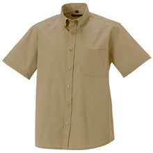 Load image into Gallery viewer, Russell Collection Mens Short Sleeve Classic Twill Shirt (Khaki)