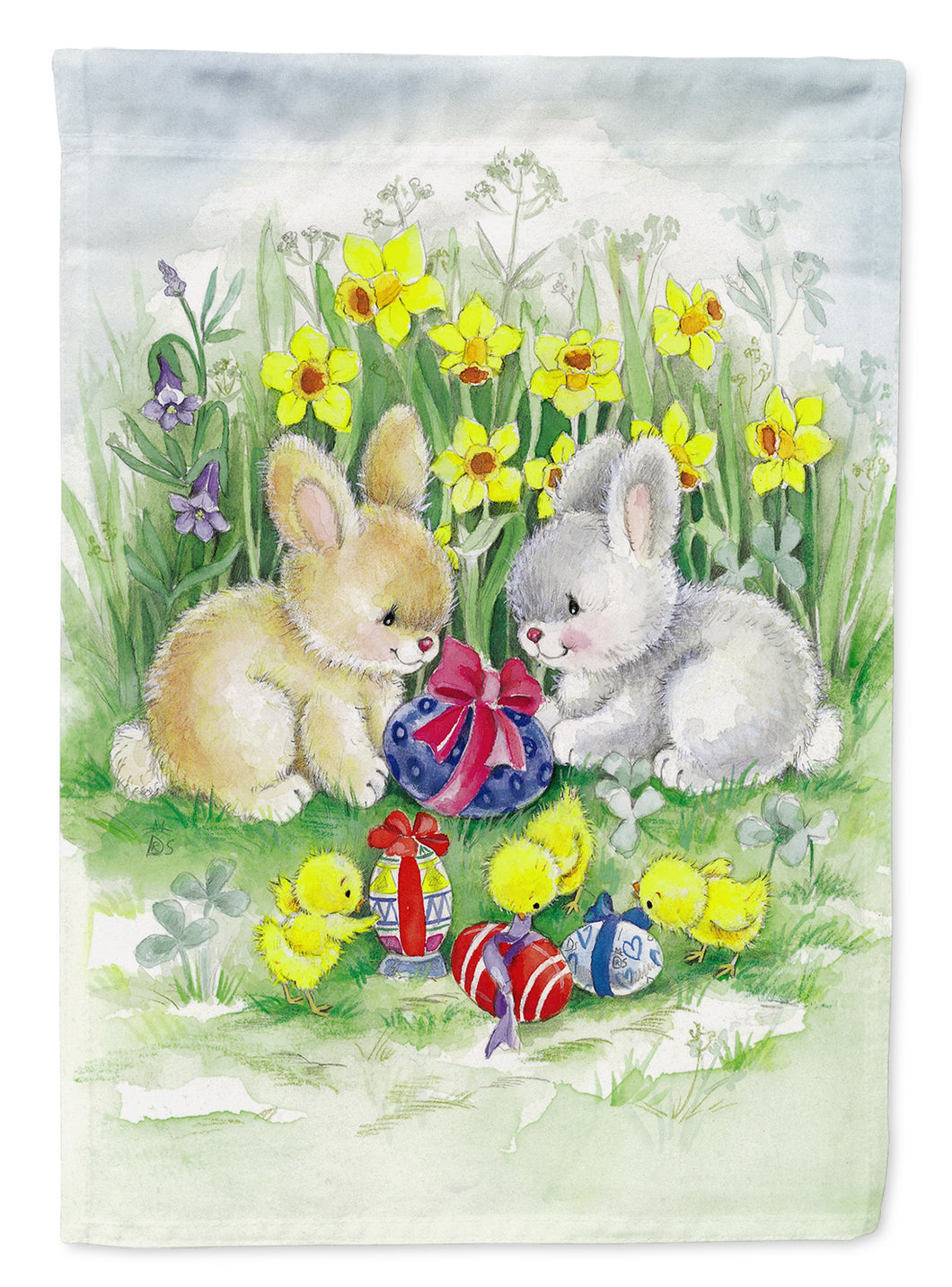 Easter Bunnies With Eggs Garden Flag 2-Sided 2-Ply