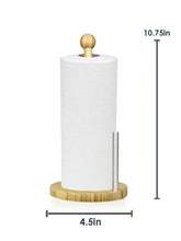 Load image into Gallery viewer, Bamboo Paper Towel Holder with Steel Dispensing Side Bar