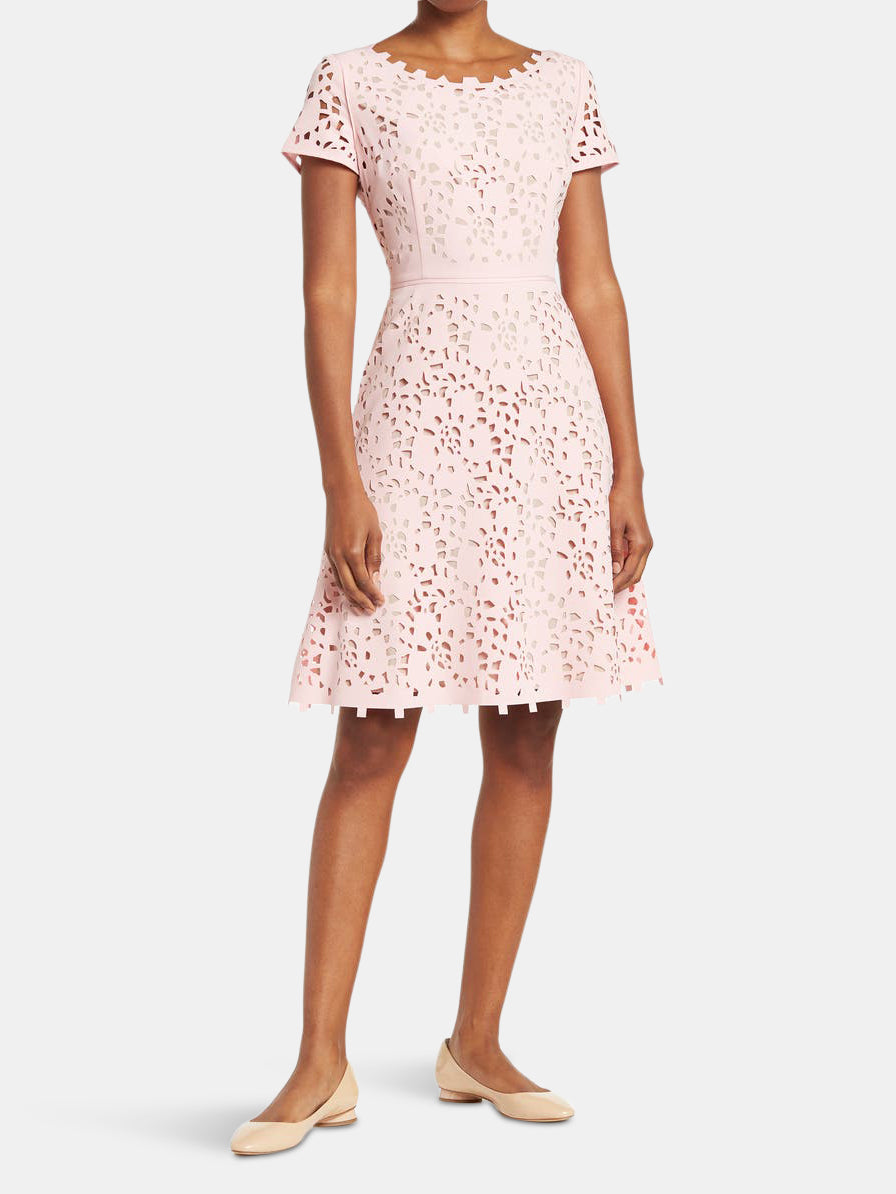 Focus By Shani - Laser Cut Fit And Flare Dress