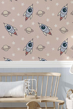 Load image into Gallery viewer, Eco-Friendly Childrens Space Rocket Wallpaper