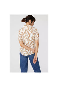 Womens/Ladies Ruched Shirt - Camel